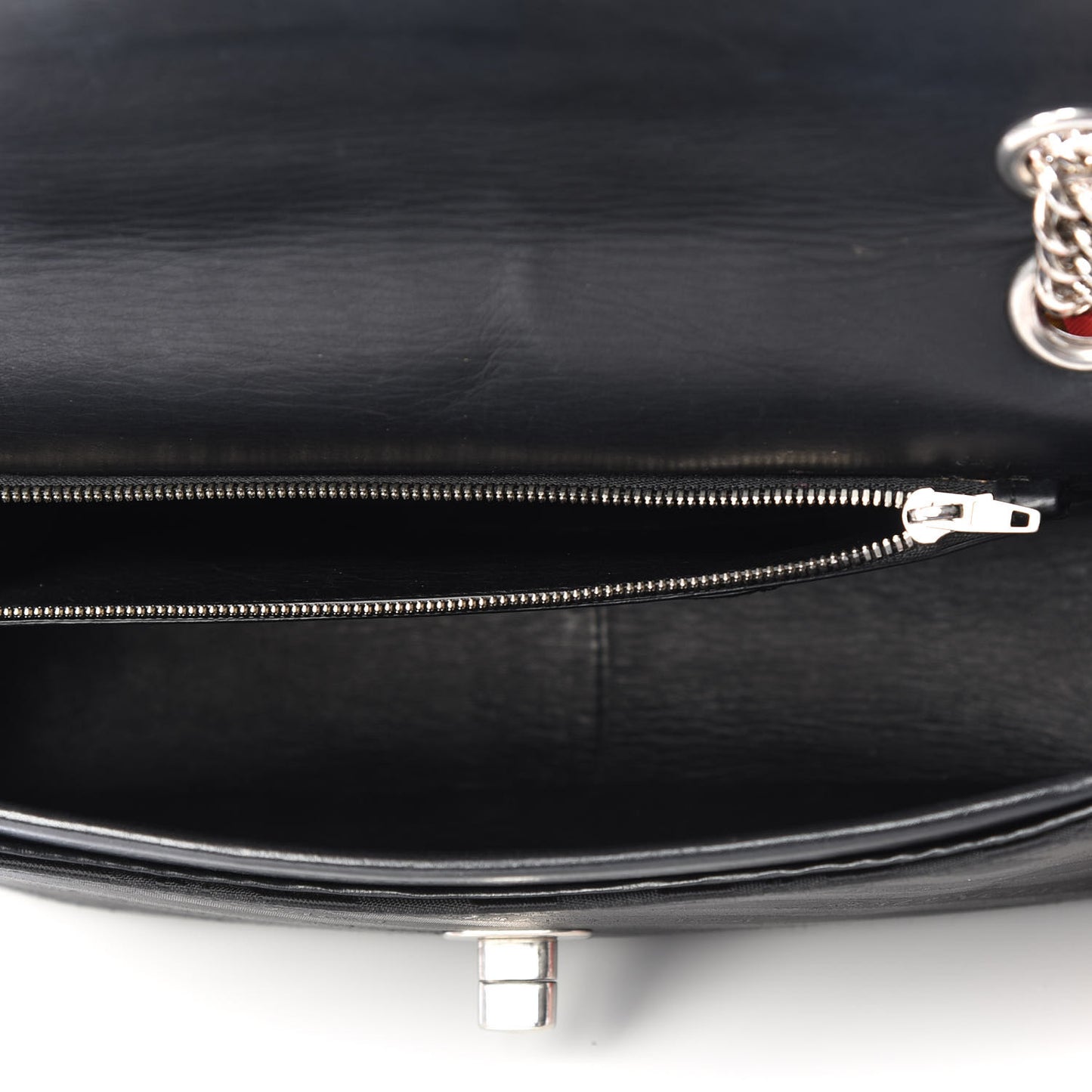 Nylon Jacquard Diagonal Logo Medium Scarf Lock Chain Shoulder Bag Black Red