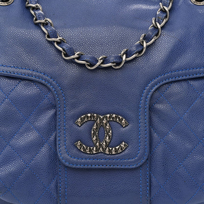 Chanel Glazed Caviar Coco Rider Flap Hobo Navy Blue 8 of 12