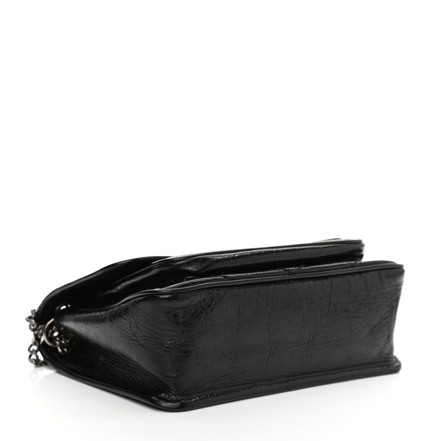Crinkled Lambskin Matelasse Monogram Baby Niki Chain Satchel Black