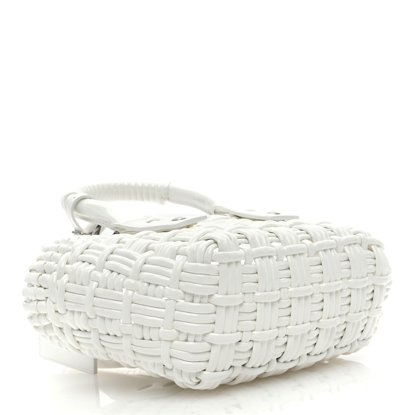 Faux Calfskin Braided Varnished XXS Bistro Basket White