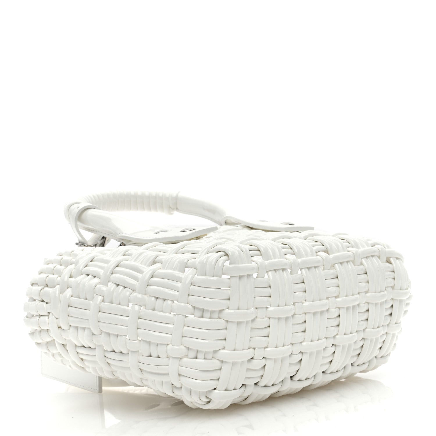 Balenciaga Faux Calfskin Braided Varnished XXS Bistro Basket White 4 of 9