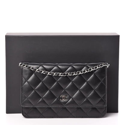 Chanel Lambskin Quilted Wallet On Chain WOC Black 11 of 11