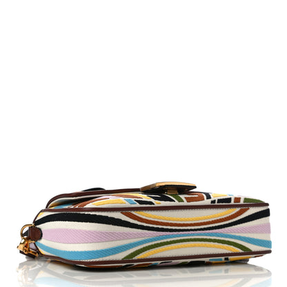 Fendi X SARA COLEMAN Canvas Vitello King Seta FF Fish Eye Embroidered Baguette Grezzo Multicolor Ghianda 4 of 9