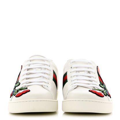 Gucci Calfskin Web Floral Embroidered Womens Ace Sneakers 37.5 White 2 of 9