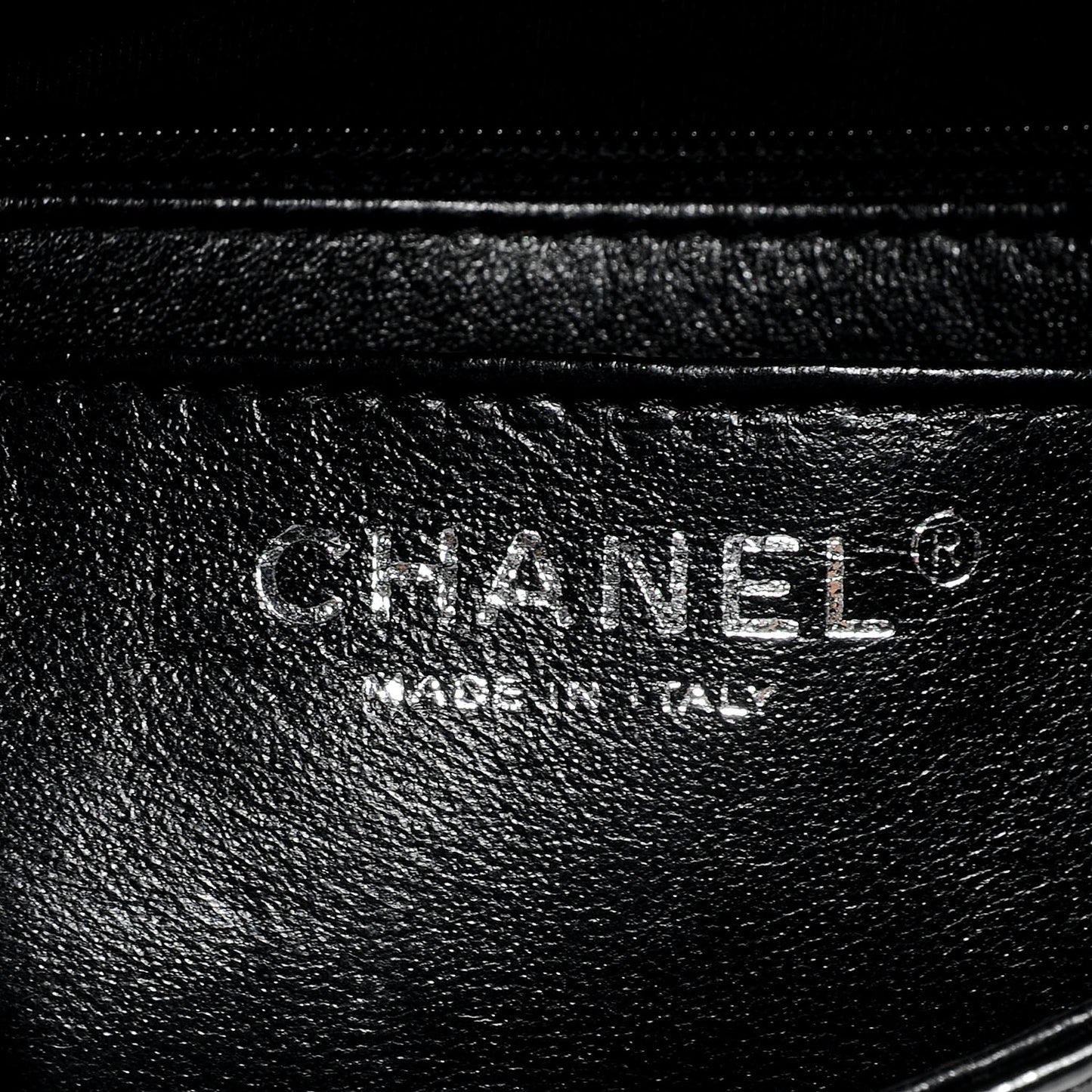 Striated Patent Leather Quilted Mini Flap Black