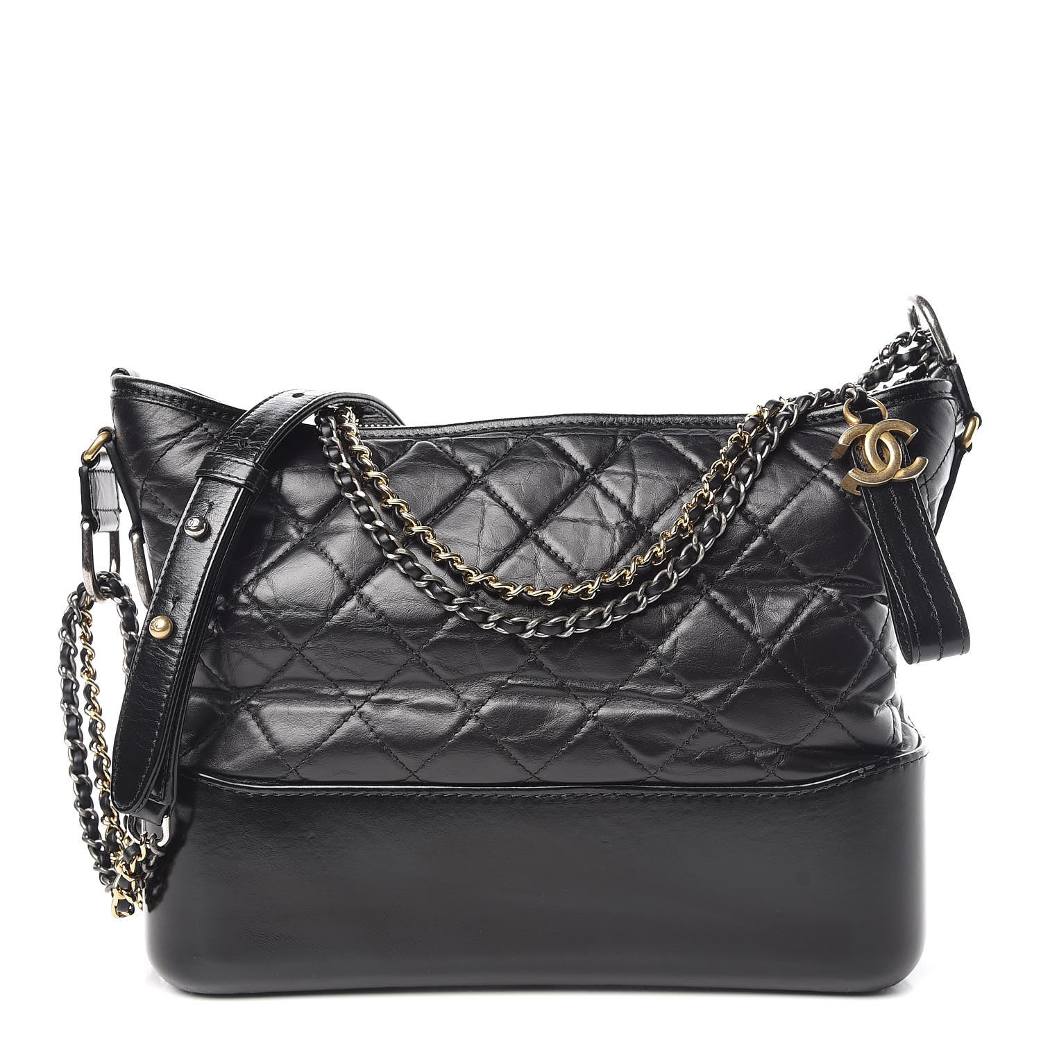 Chanel Aged Calfskin Quilted Medium Gabrielle Hobo Black 1 of 9