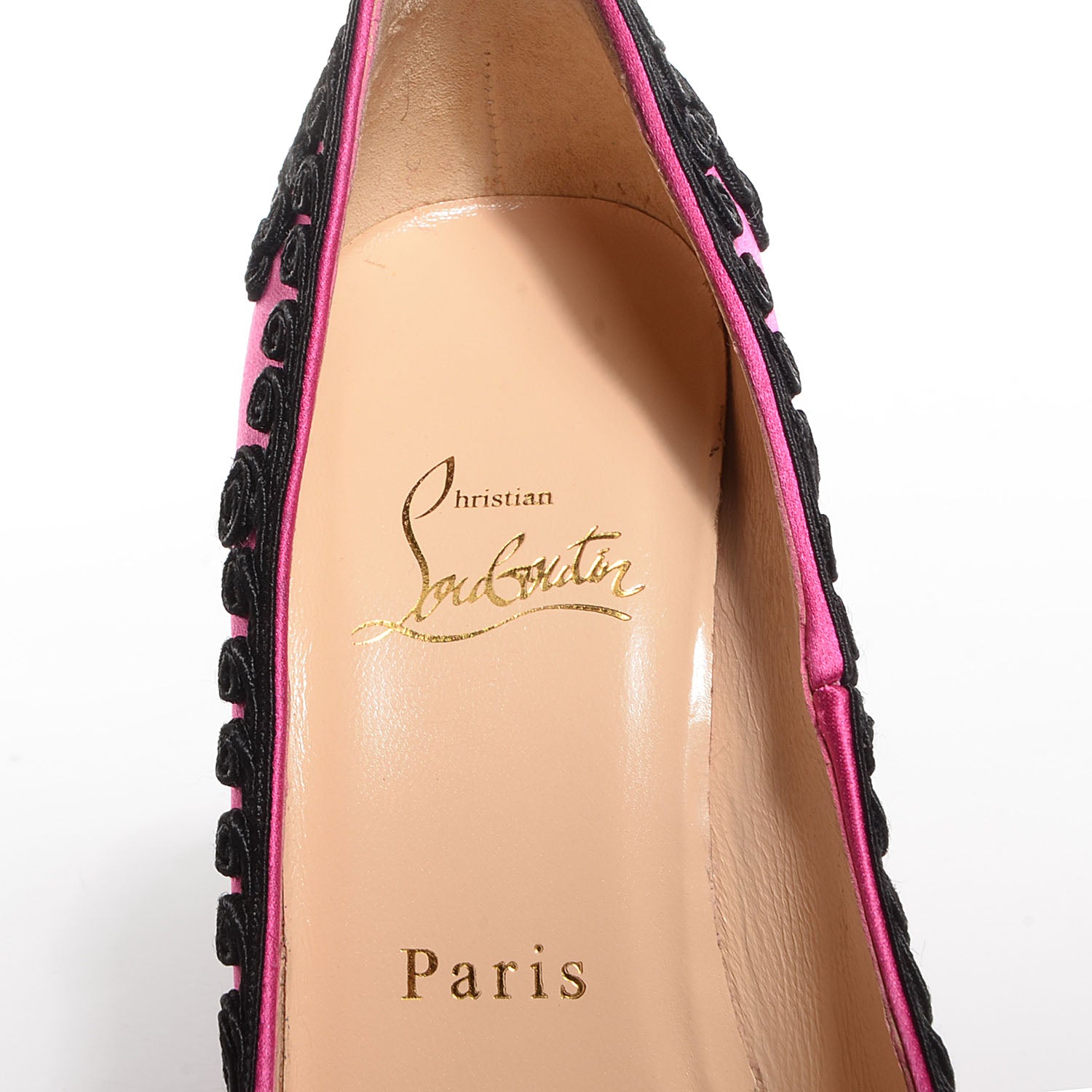 Christian Louboutin Satin Samira 100 Pumps Pink Black 37 7 of 8