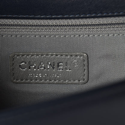 Chanel Calfskin Chevron Quilted New Medium Boy Flap Dark Navy Blue 6 of 7