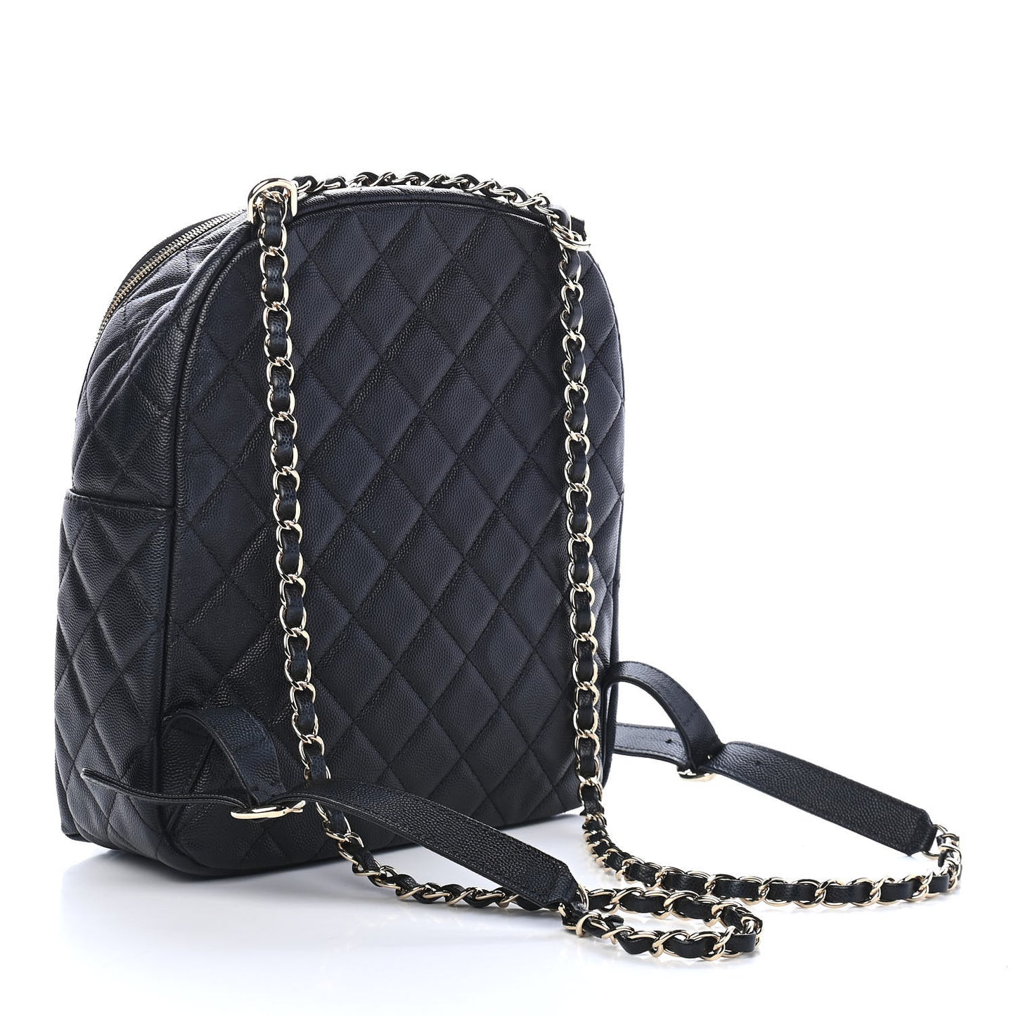 Caviar Quilted Medium Zip Around Backpack Black