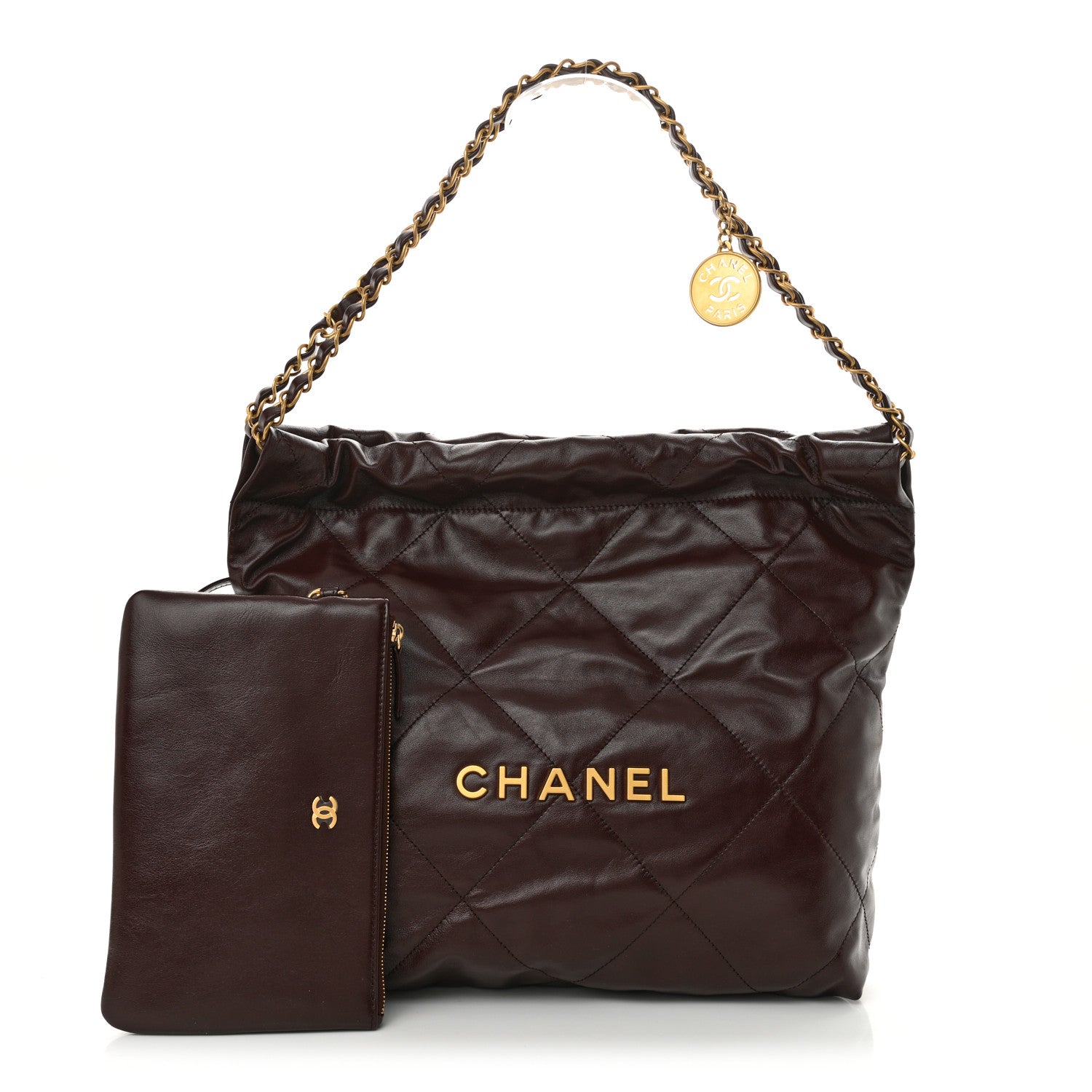 Chanel Shiny Calfskin Quilted Small Chanel 22 Dark Brown 3 of 11