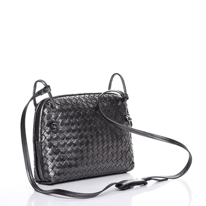 Bottega Veneta Metallic Nappa Intrecciato Pillow Crossbody Messenger Dark Grey 3 of 10