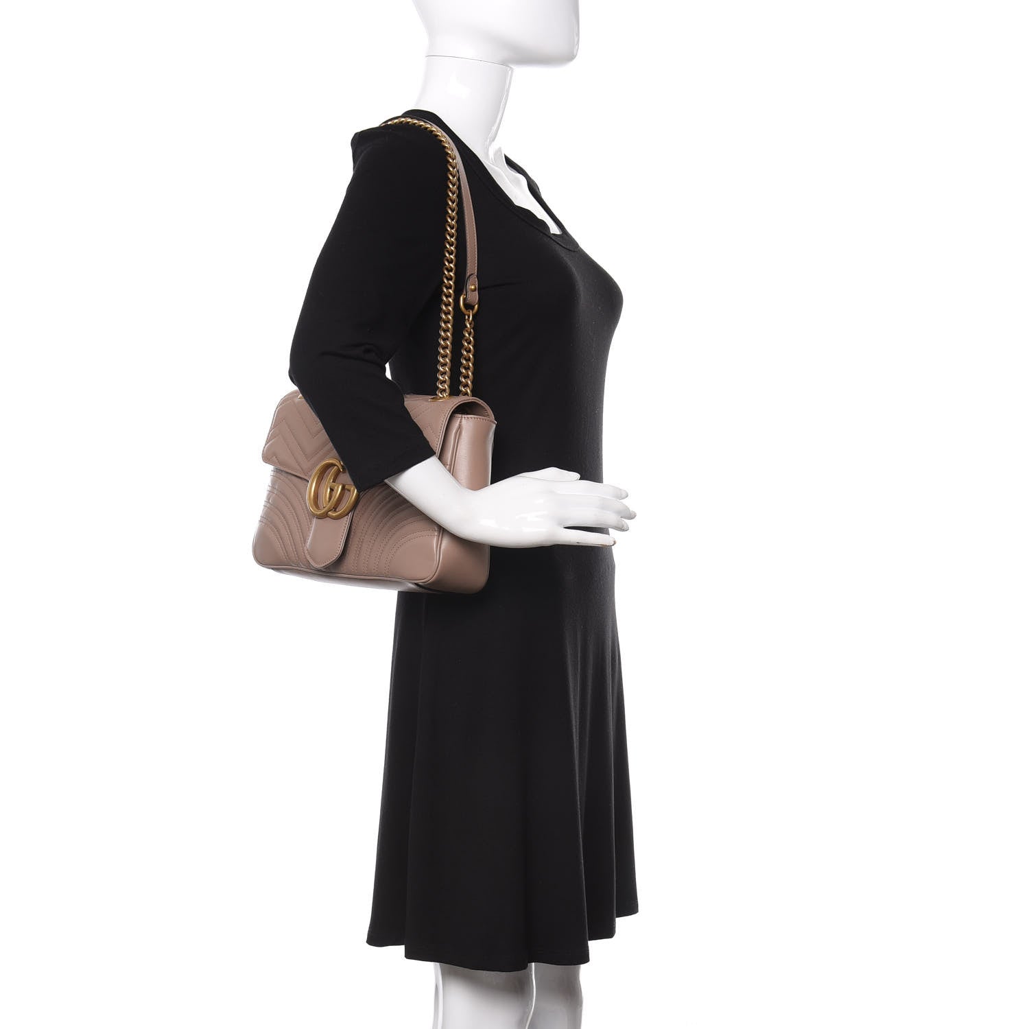 Gucci Calfskin Matelasse Medium GG Marmont Shoulder Bag Porcelain Rose 2 of 10
