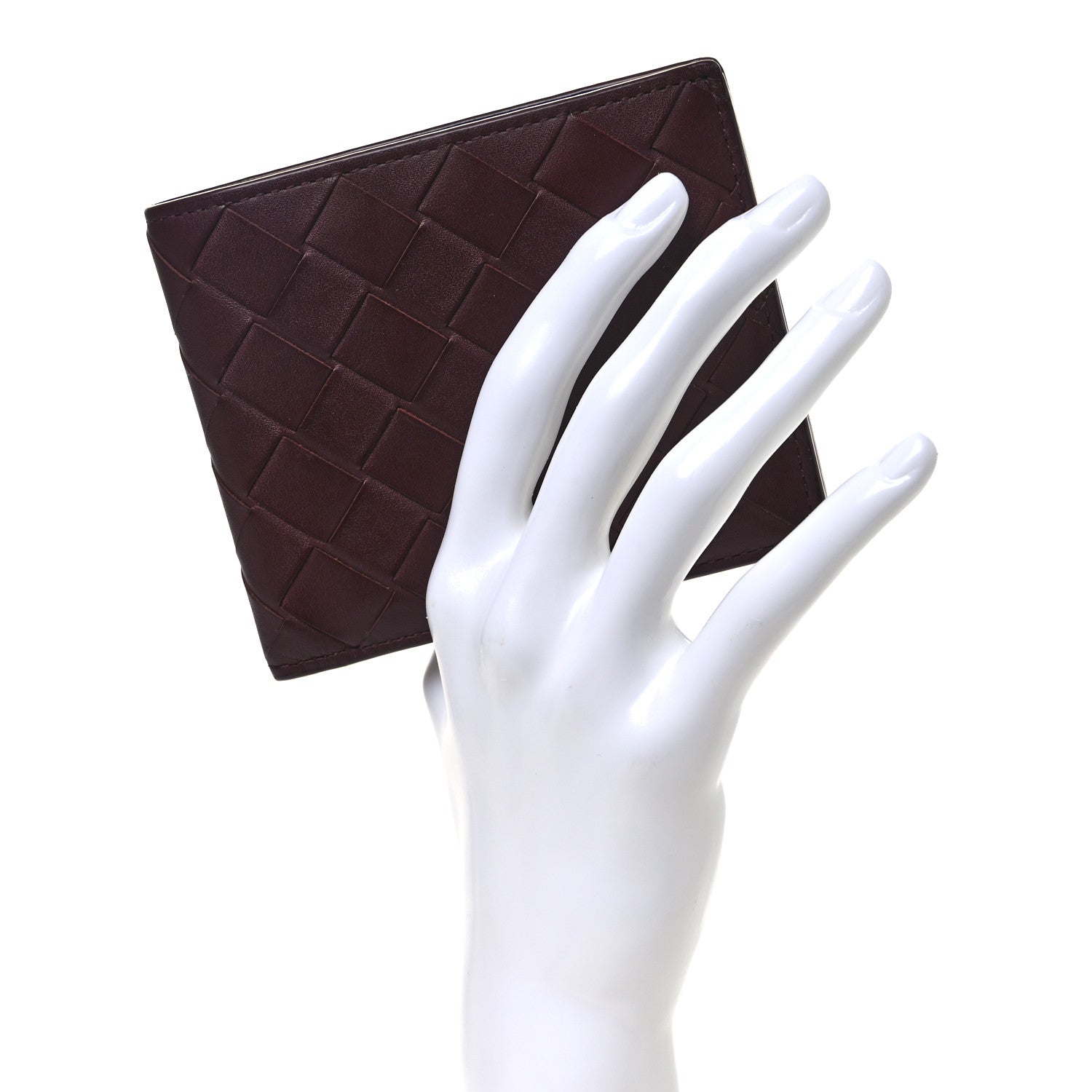 Bottega Veneta Nappa Maxi Intrecciato Bi-Fold Wallet Burgundy Blue 2 of 8