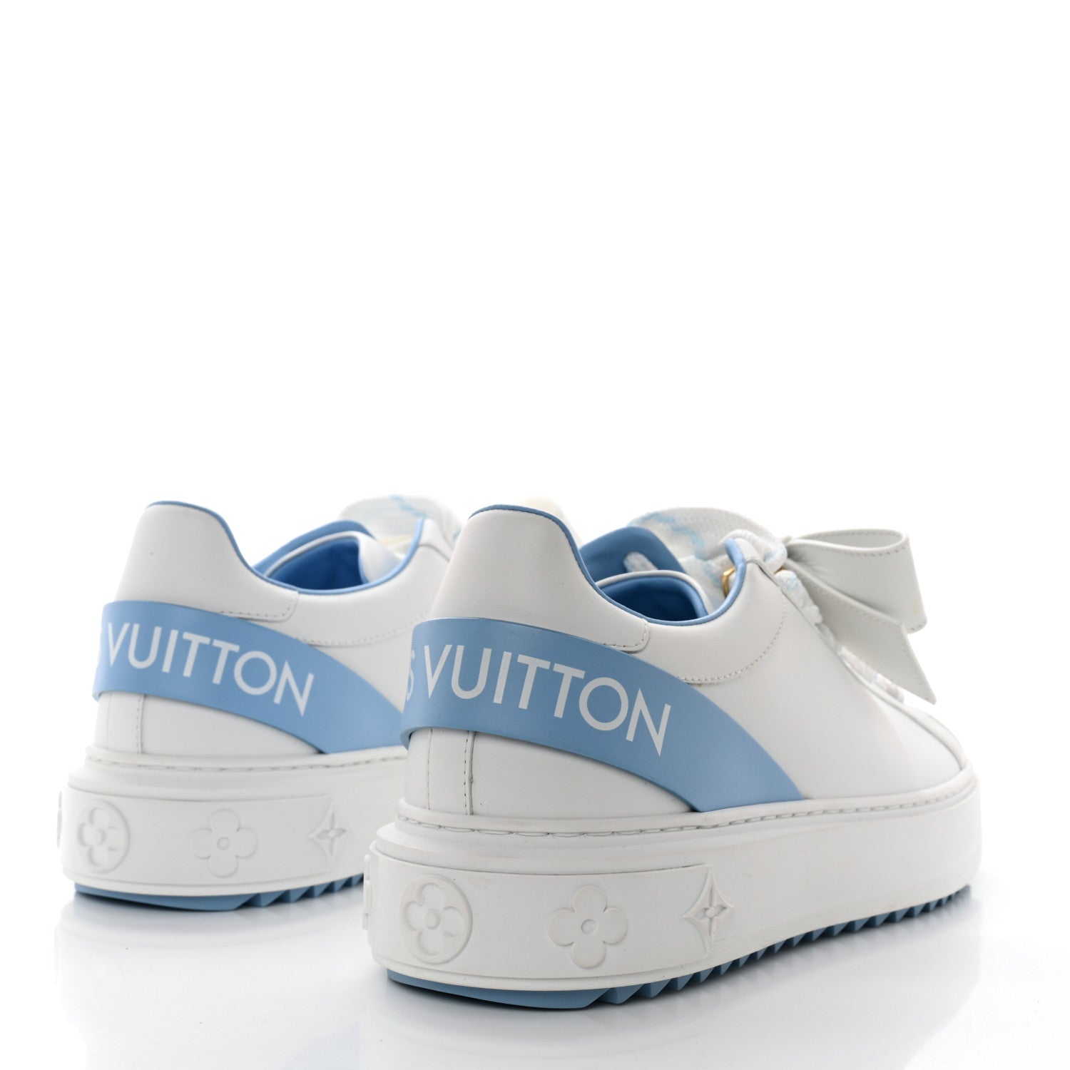 Louis Vuitton Calfskin Time Out Bow Sneakers 37.5 Blue 4 of 9