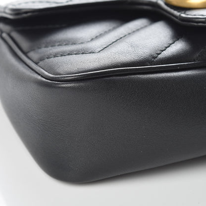 Gucci Calfskin Matelasse Super Mini GG Marmont Shoulder Bag Black 8 of 10