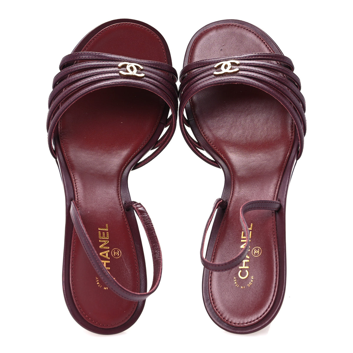 Goatskin CC Caged Sandals 39 Burgundy