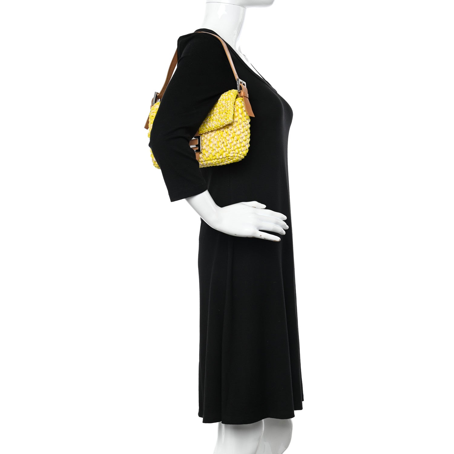 Fendi Woven Straw Baguette Yellow 2 of 8
