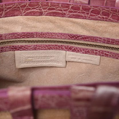 Nancy Gonzalez Crocodile Woven Tote Pink 6 of 9