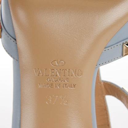 Valentino Garavani Calfskin Nappa Rockstud Ankle Strap 65mm Pumps 37.5 Water Sky 6 of 8