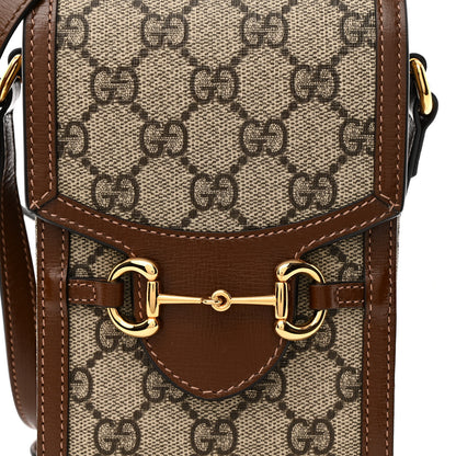 Gucci GG Supreme Monogram Mini Horsebit 1955 Crossbody Bag Beige Brown Sugar 8 of 13