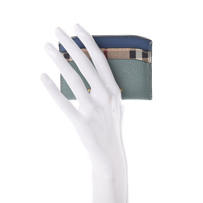 Burberry Soft Grain Calfskin Haymarket Check Izzy Card Case Celadon Blue 2 of 7