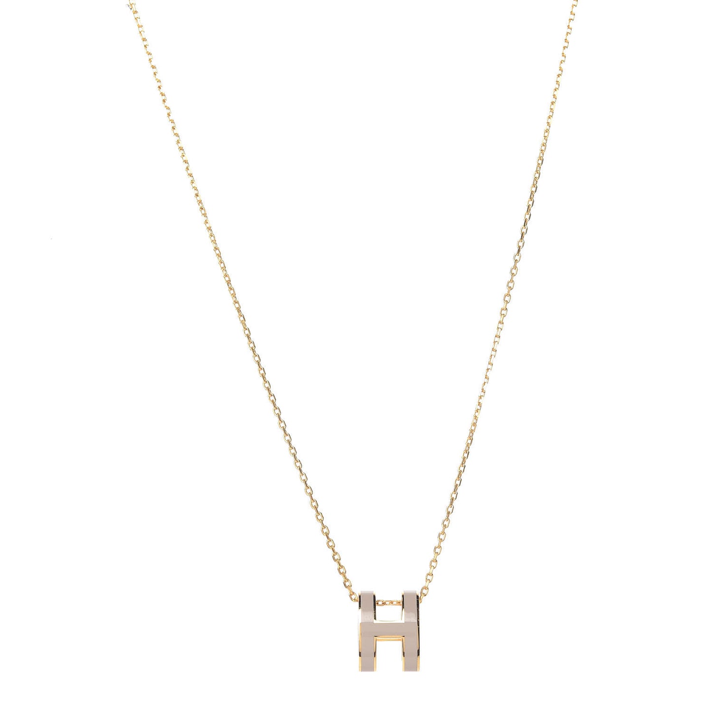 Lacquered Gold Pop H Pendant Necklace Marron Glace