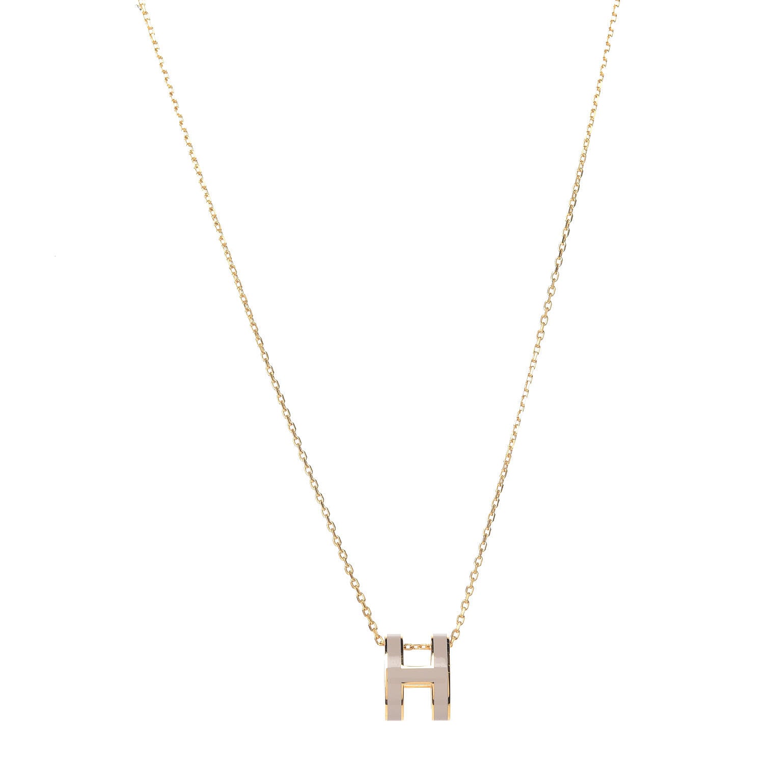 Hermes Lacquered Gold Pop H Pendant Necklace Marron Glace 1 of 8