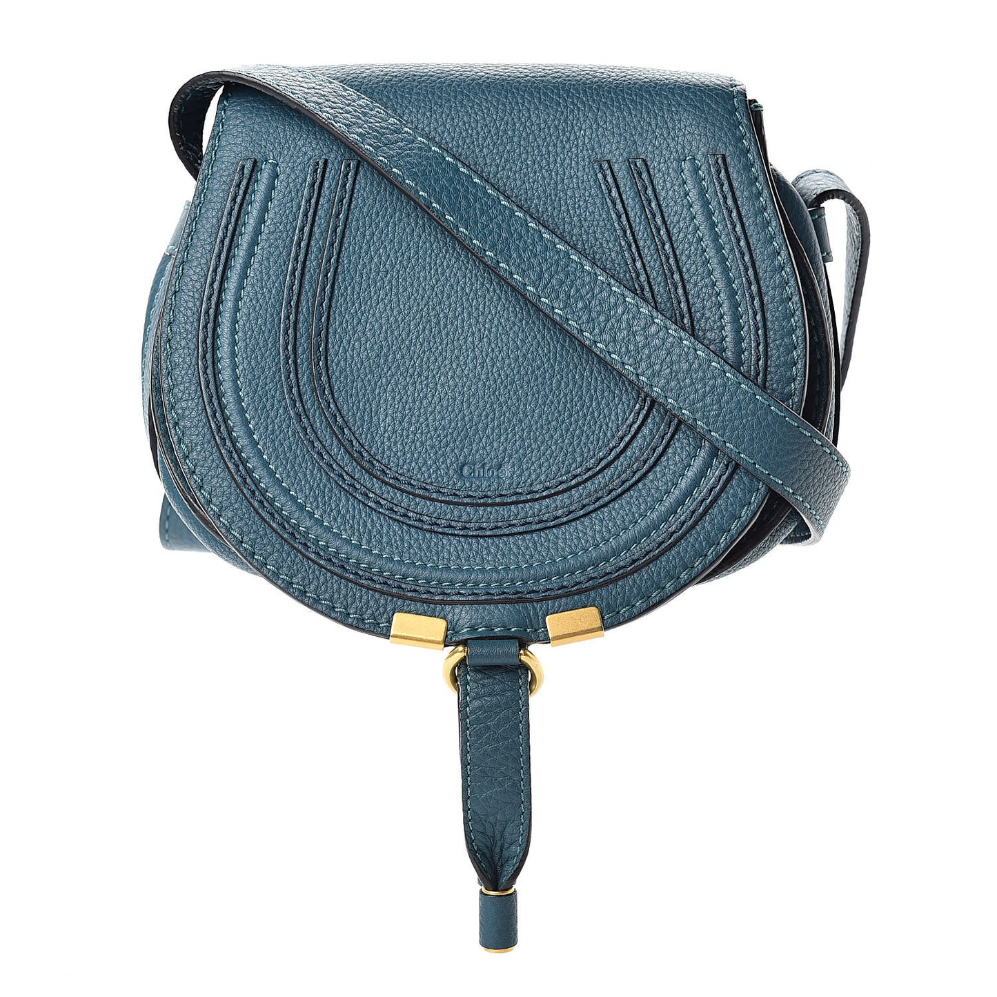 Calfskin Mini Marcie Round Crossbody Bag Teal