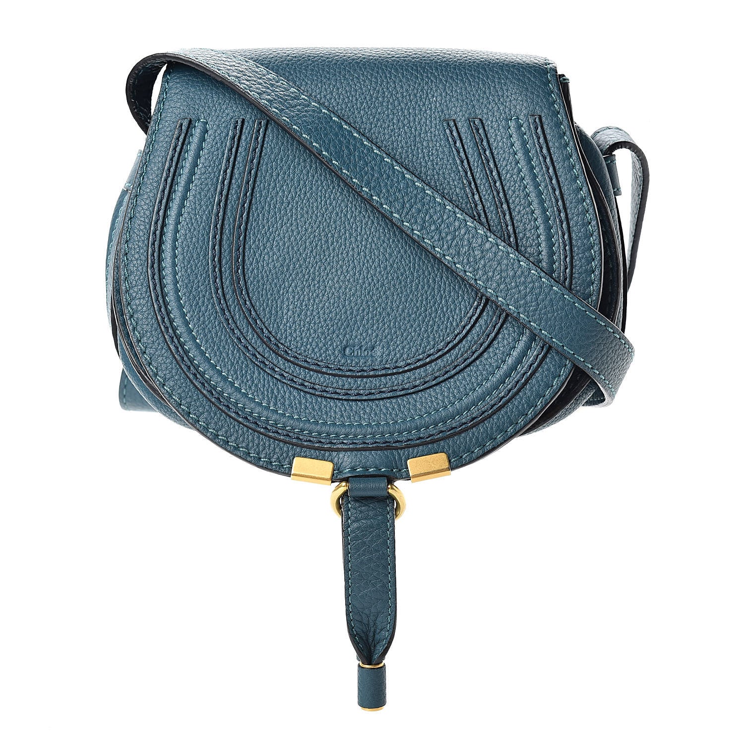 Chloe Calfskin Mini Marcie Round Crossbody Bag Teal 1 of 17