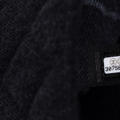 Chanel Denim Quilted CC Print Jumbo Single Flap Black 5 of 5