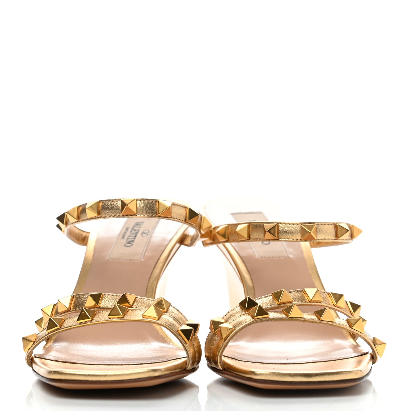 Metallic Nappa Rockstud Wedge Slide Sandals 36 Antique Brass