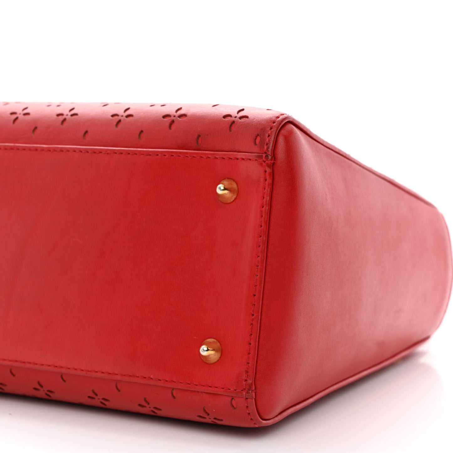 Calfskin Laser Cut Medium Lady Dior Red