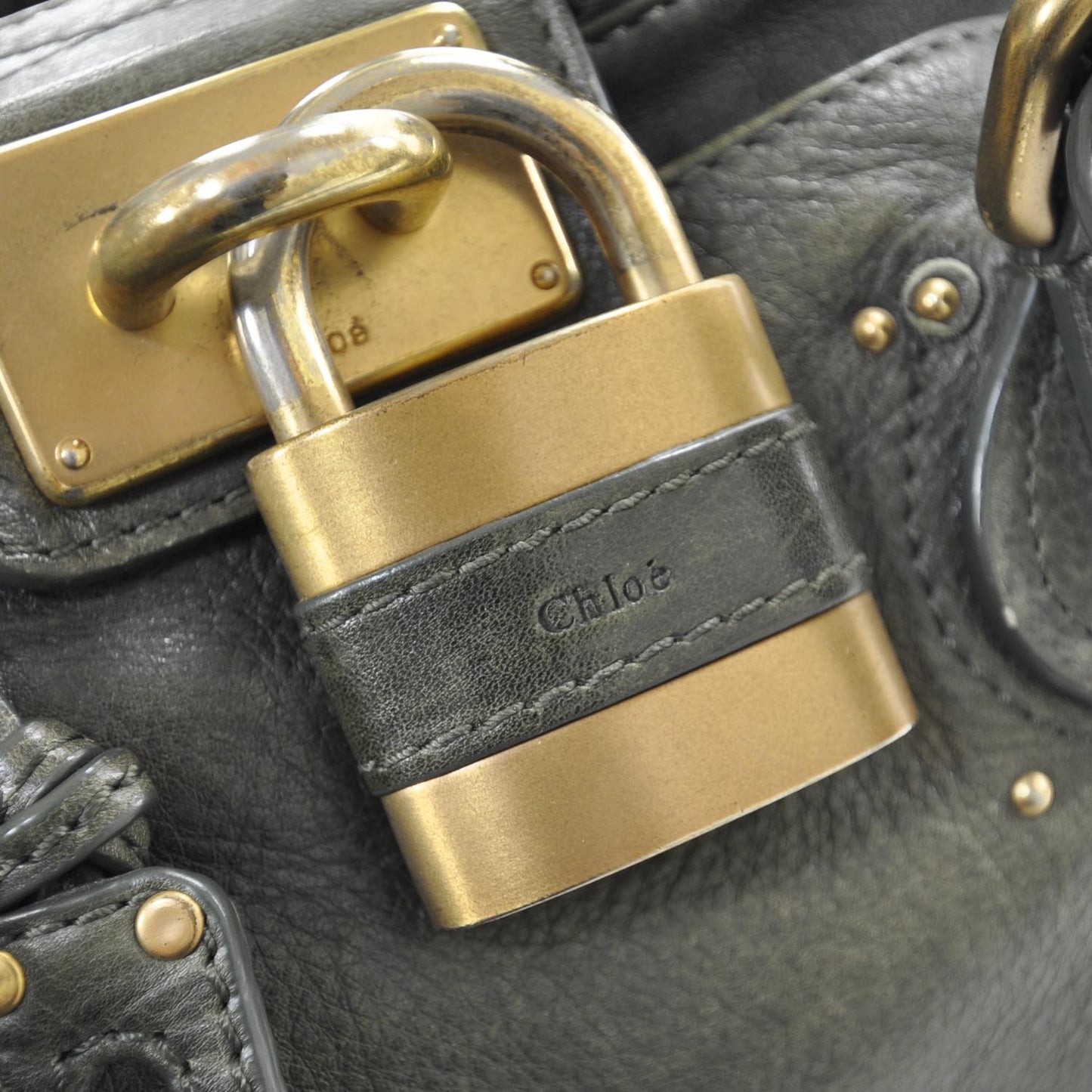 Leather Medium Paddington Satchel Kaki Green