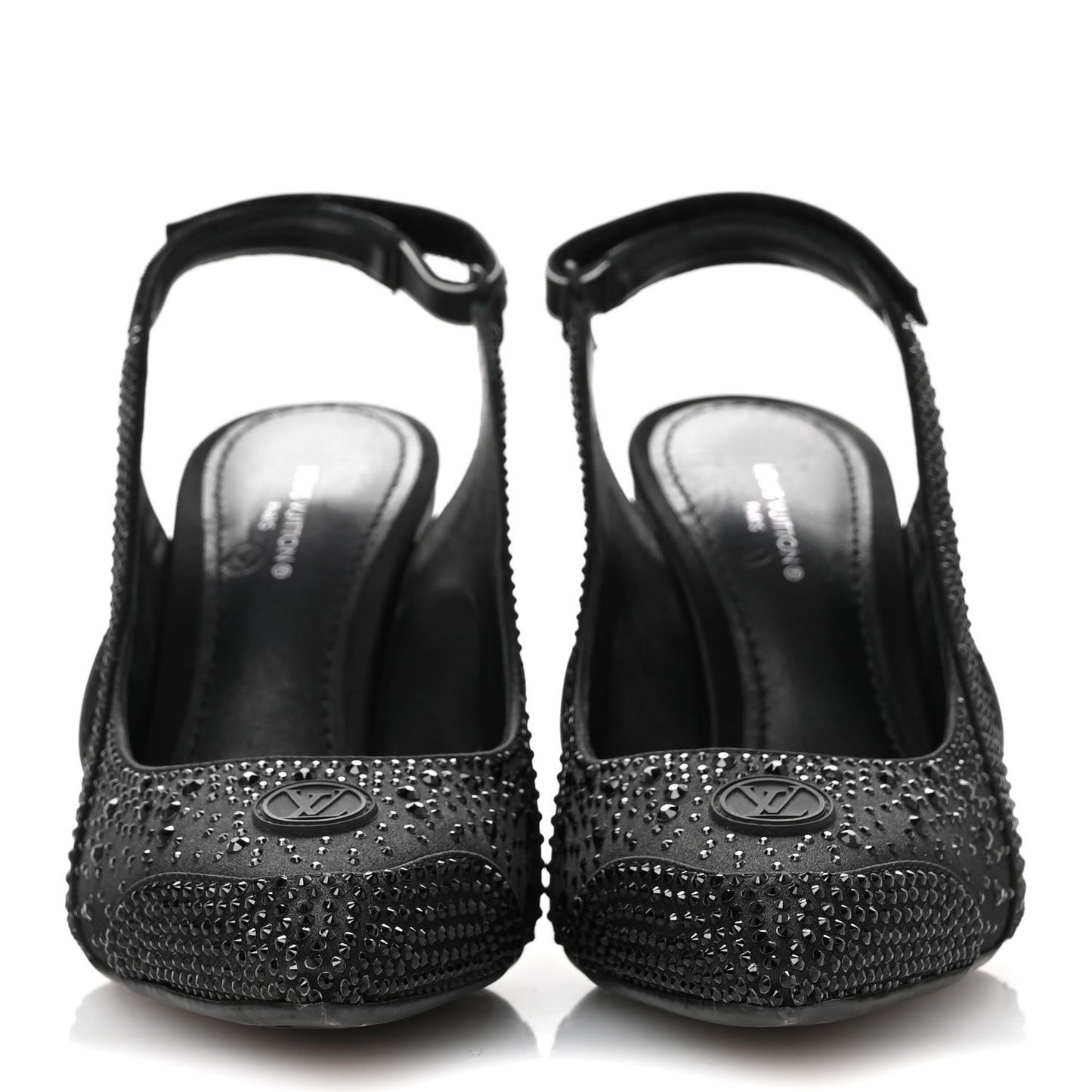 Satin Embellished Archlight Slingback Pumps 36 Black