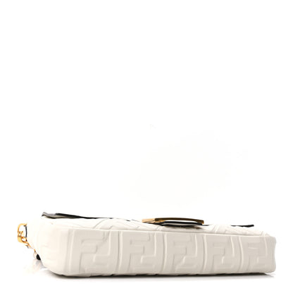Fendi Nappa FF 1974 Embossed Large Baguette White 4 of 10