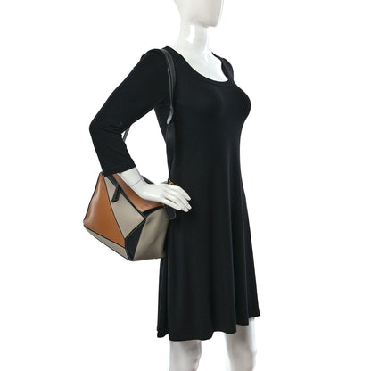 Loewe Grained Calfskin Medium Puzzle Bag Amber Light Oat 2 of 9