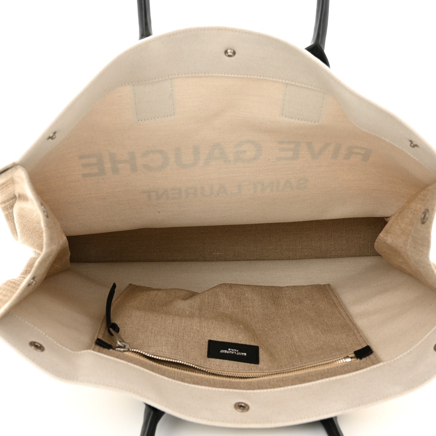 Linen Calfskin Rive Gauche Tote Optic White