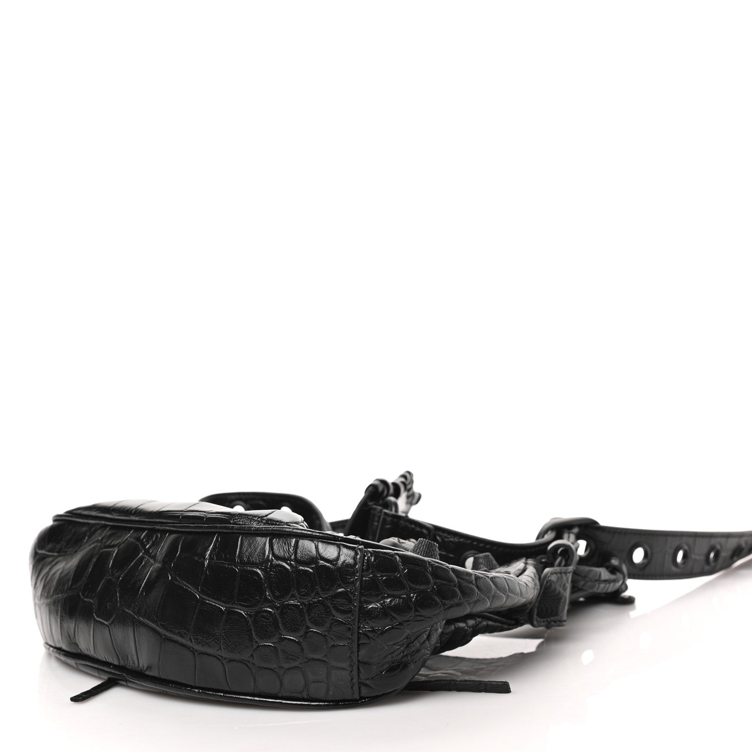 Balenciaga Extra Supple Calfskin Crocodile Embossed Monochrome Le Cagole Shoulder Bag XS Black 8 of 8