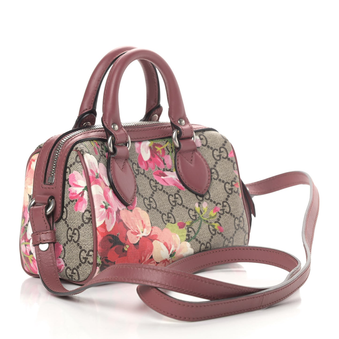 GG Supreme Monogram Blooms Mini Boston Beige Multicolor Dry Rose