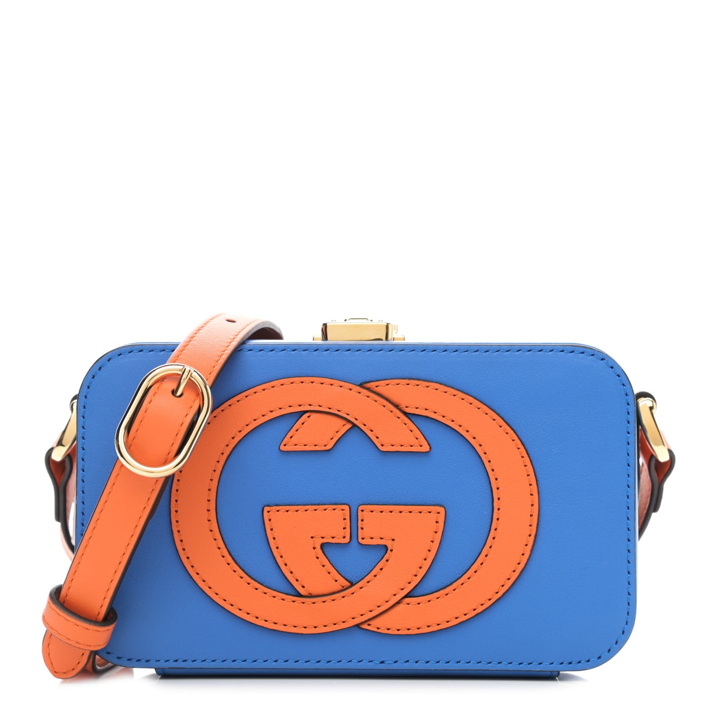Vitello Eclipse Mini Interlocking G Shoulder Bag Bright Splash Carrot Orange