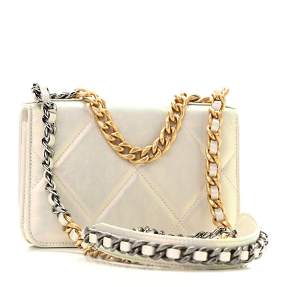 Chanel Iridescent Calfskin Quilted Chanel 19 Wallet On Chain WOC White 3 of 12