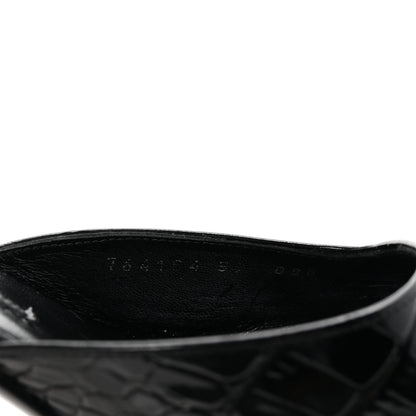Gucci Calfskin Crocodile Embossed Mallory Mules 39 Black 9 of 10