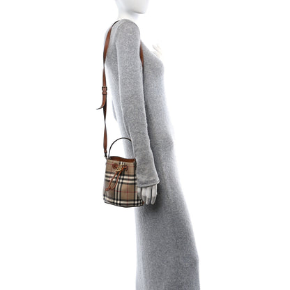 Burberry E-Canvas Vintage Check Mini Drawstring Bucket Bag Briar Brown 2 of 10