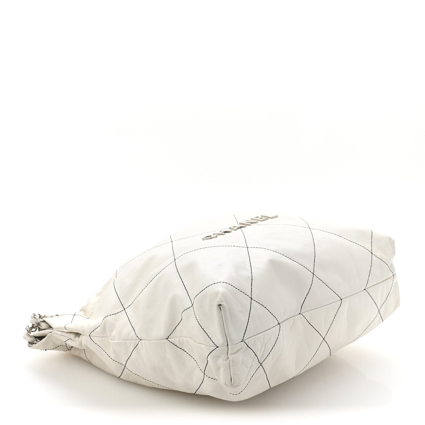 Shiny Calfskin Quilted Small Chanel 22 White Black