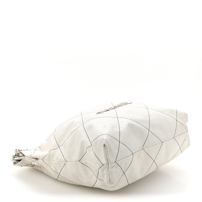 Chanel Shiny Calfskin Quilted Small Chanel 22 White Black 5 of 15