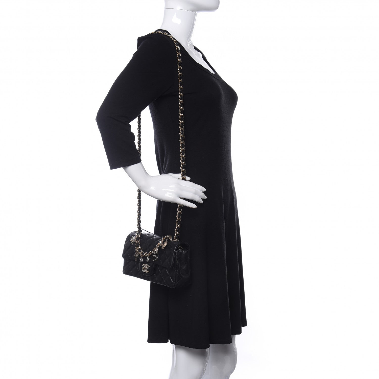 Chanel Lambskin Quilted Mini Coco Charms Rectangular Flap Black 2 of 11