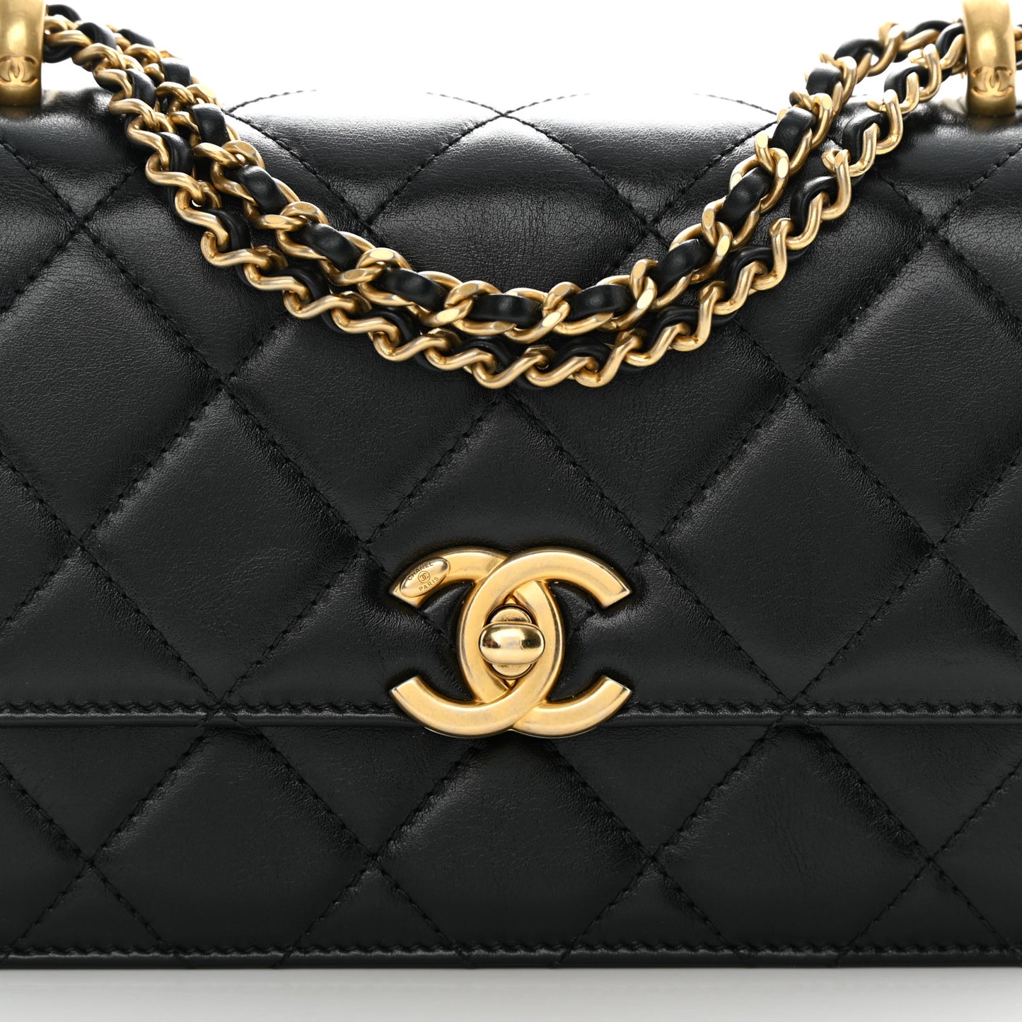 Calfskin Quilted Mini Perfect Fit Flap Black