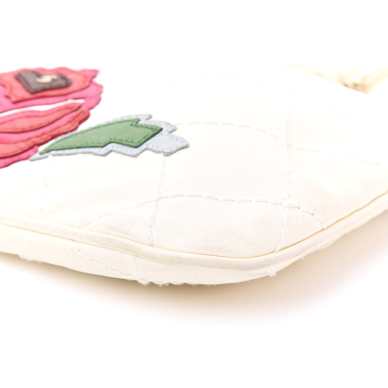 Chanel Lambskin Stitched Camellia Shoulder Bag White 6 of 9