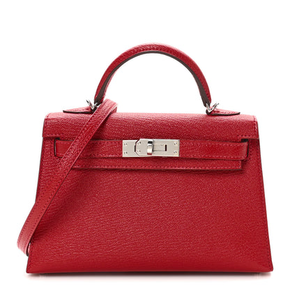 Hermes Chevre Mysore Verso Mini Kelly Sellier 20 Rouge Casaque Bubblegum 1 of 11
