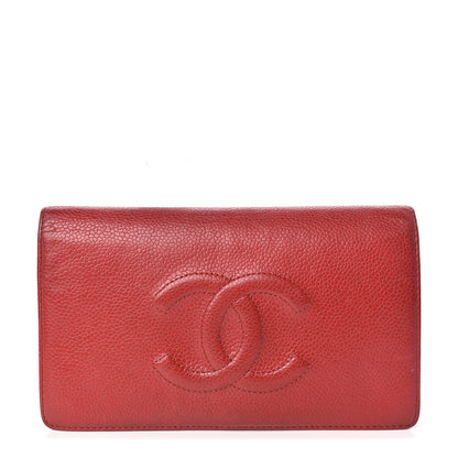 Chanel Caviar Timeless CC Yen Wallet Red 1 of 8